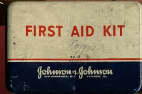 1940s Large First Aid Tin Johnson & Johnson