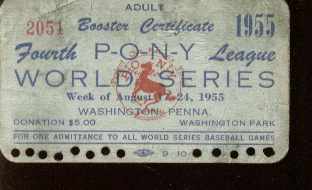 Pony League World Series 1955 Booster Pass