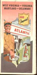 Atlantic Imperial 1958 WV VA MD DE Road Map