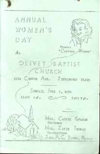 Olivet Baptist Pgh, Annual Womens Day 1970