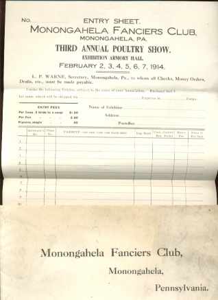 Monogahela Fanciers Club Poultry Show 1914