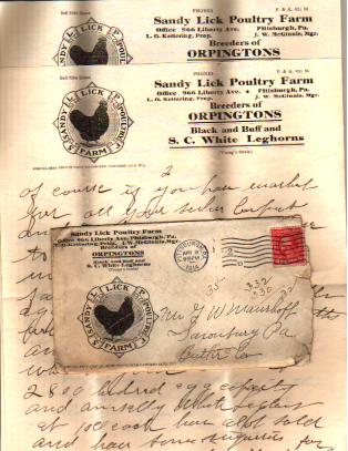 4/9/1914 Sandy Lick Poultry Farm stationary