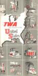 1955 TWA Air Routes in the US flight map bklt