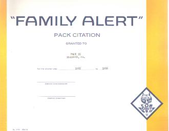 BSA Cub Scouts Family Alert Pack Citation '66