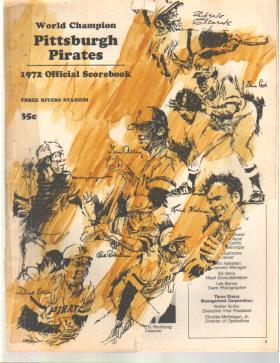 Pirates vs Chicago 1972 scorebook Champions
