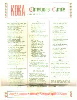 1940s? KDKA Radio Promo Xmas Carols Sheet