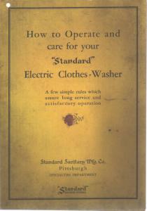 Standard Electric Wringer Washer Instructions