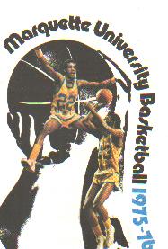 Marquette U Basketball 1975-6 Schedule EX
