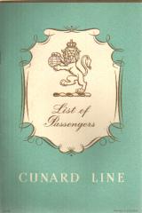 Cunard Queen Elizabeth Passenger List 8/8/63