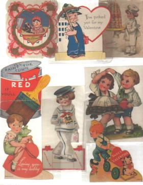 Vintage Valentines 7 Boy & Boy Stuff 1930s