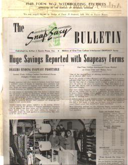 Snap-Easy W2 Tax Forms Ad & Bulletin 1948