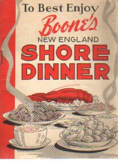 Boones New England Shore Dinner Booklet 1950s