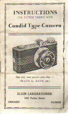 Elgin Instructions Candid Type Camera 1950?