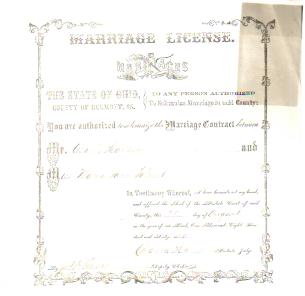 1866 Marriage License Belmont County Ohio