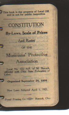 Musicians Protective Assoc 1921 Bylaws; Scale