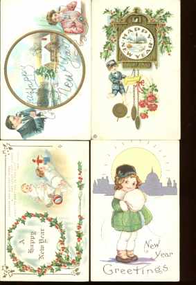 Vintage Happy New Years 8 Beautiful Cards
