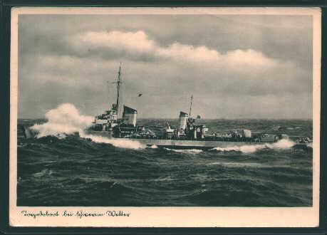 German Postcard from WWII-German Warship!