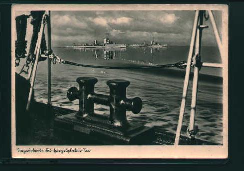 German Postcard from WWII-Deck of German Ship