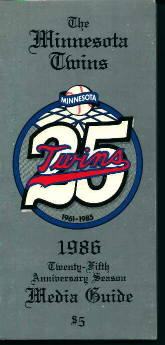 Minnesota Twins 1986 Media Guide! Schedule!
