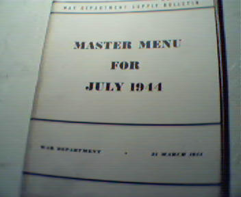 SB-10-37 Master Menu Meals for  March 1944