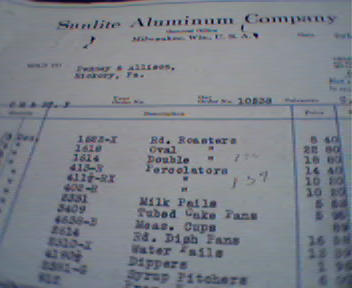 Sunlite Aluminum Company Bill Head!