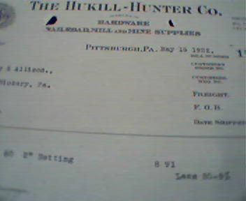 The Hukill Hunter Company Bill Head!