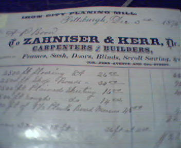 Zahnizer and Kerr Bill Head from 12/3/1875