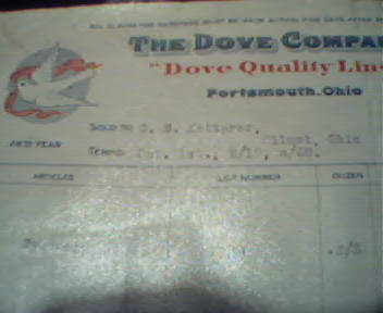 The Dove Company Bill Head from 9/26/27