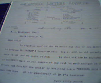 Central Lecture Agency Letterhead 1884-85!