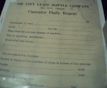 Oil City Glass Bottle Company Daily Report