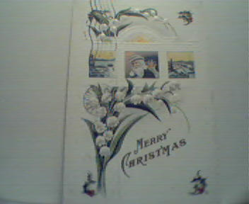 Merry Christmas Card with Santa,Holly Leaves!