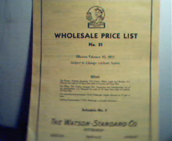 Image of Man;Price List of Watson Standard