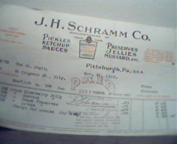 J.H.Schram Ketchup Etc. Ill. Bill Head!