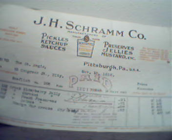 J.H.Schram Ketchup Etc. Ill. Bill Head!