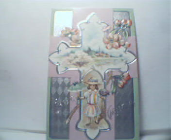 Easter Greeting With Cross on Silver Backing!
