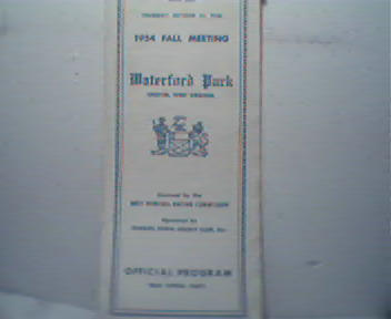 Program from Waterford Park 1954 Fall Meet!