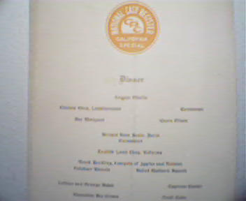 National Cash Register Company Dinner Menu