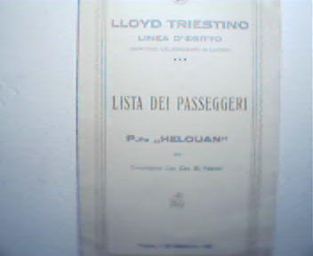 Passenger List from the "Helouan"