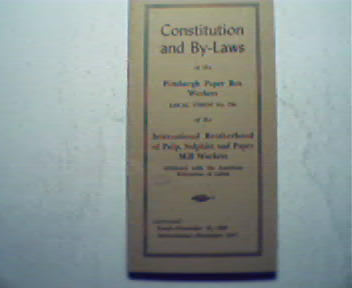 Constitution/By Laws Pgh Paper Box Workers