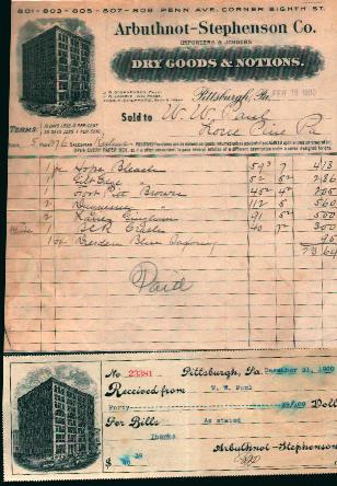 Dry Goods Invoice and Receipt from 1900!