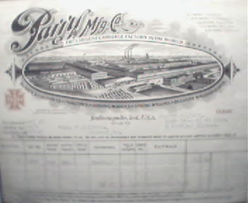 Parry Manufacturing Company Billhead! 1914!