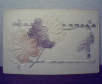 Best Wishes Card with Raised Image of Flowers c1900!