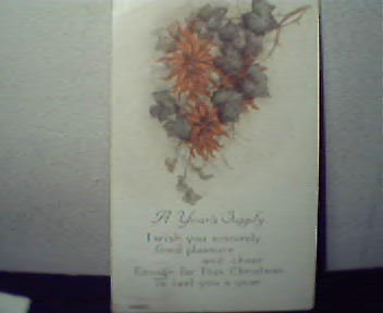 Christmas Victorian Era Card from 1918! Linen Color!