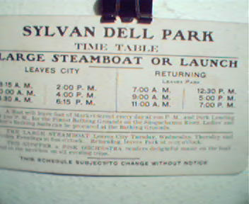 Sylvan Dell Park Large Steamboat Timetable c1920s