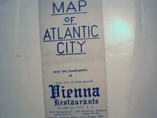 Map of Atlantic City from Vienna Restraunt c1940s