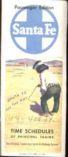 Beautiful Santa Fe time schedule 1960