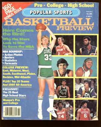 Popular Sports Basketball Feb1980 Larry Bird