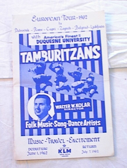 1962 European Tour TAMBURITZANS program