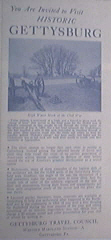 1950's Historic Gettysburg Travel Pamhlet