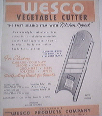 WESCO Vegetable Cutter GREAT RARE AD